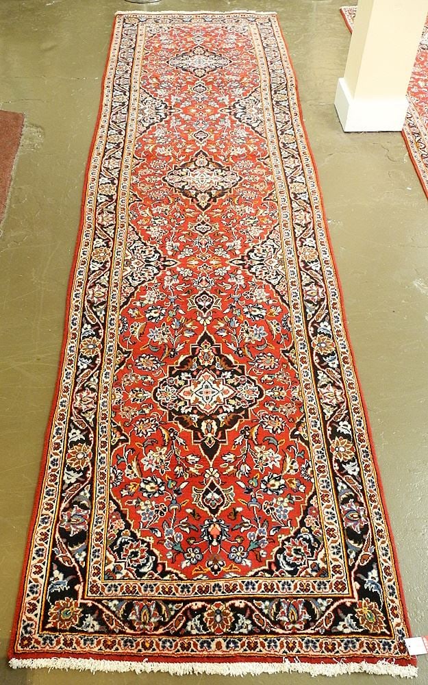 Beige Kashan Runner Approximately 3'5" x 13'8". (1 of 5)
