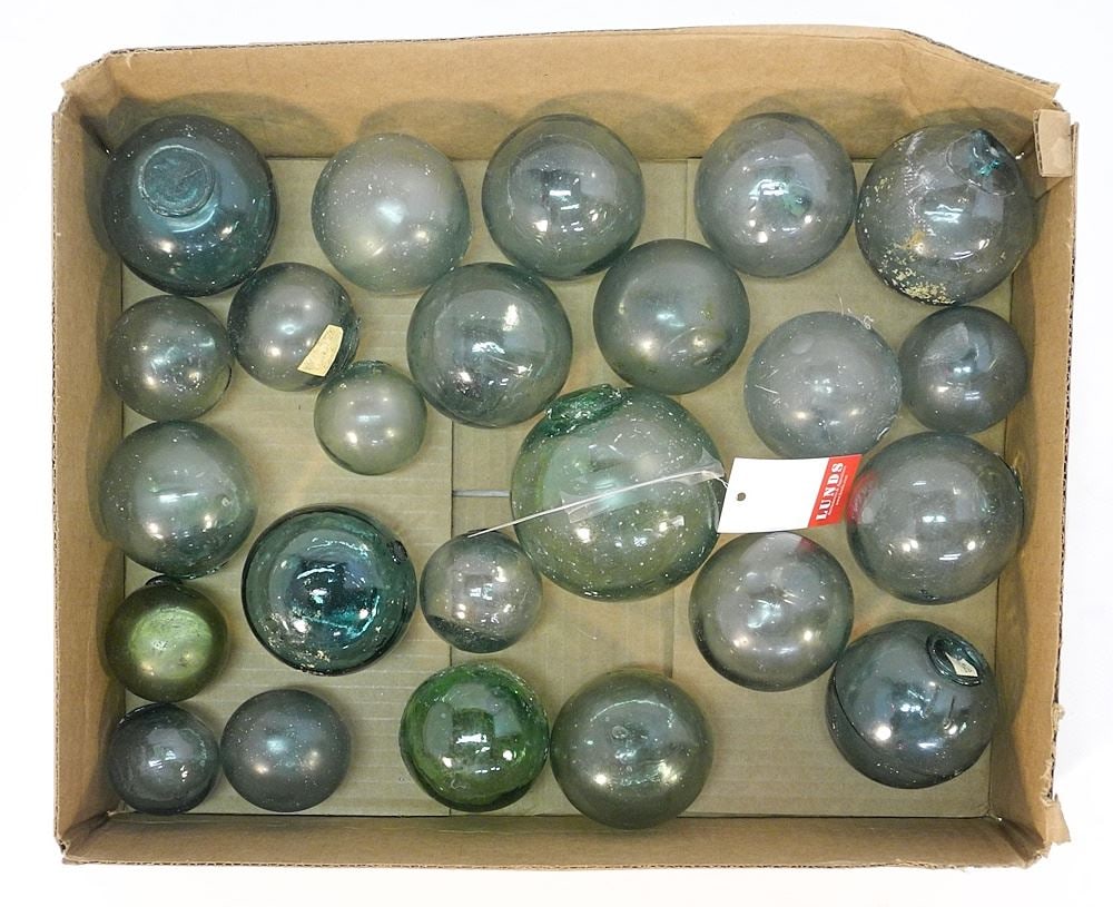 Collection of Japanese Glass Fishing Floats (2 1/8" - 4" Diam.). (1 of 1)