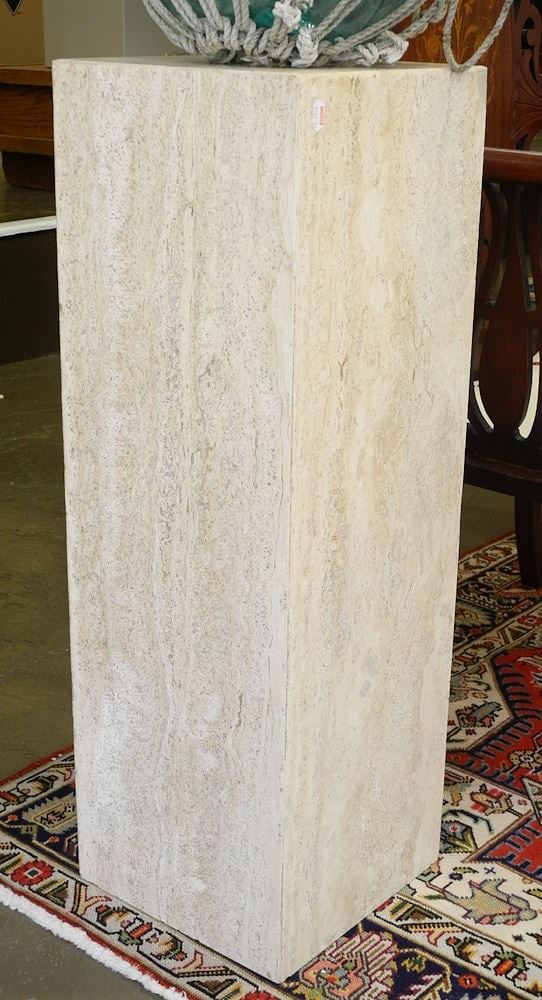 Travertine Marble Square Display Column, 29 1/2" High. (1 of 2)