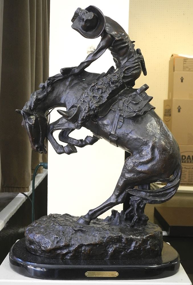 Bronze Sculpture after Frederic Remington, 24 1/4"h, "Bronc Buster". - (1 of 6)