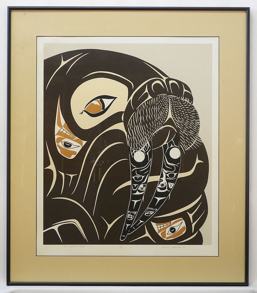 Gitksan Serigraph signed Robert E. Sebastian '90, 19 1/2" x 16 1/8", "The Walrus-Bull" #118/120 (1 of 3)