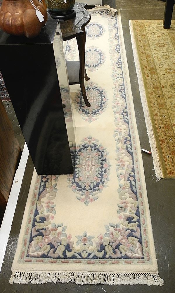 Chinese Sculpted Wool Runner Approximately 14'2" x 2'7". (1 of 2)