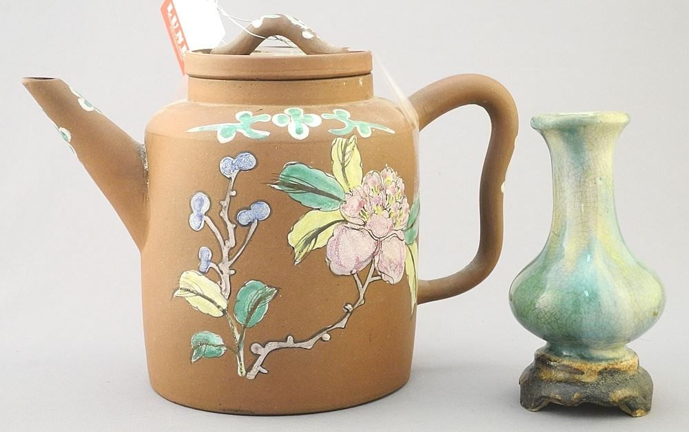 Collection of Asian Ceramics: Monkeys / Banko Teapot / Rose Mandarin / Enameled.: Collection of Asian Ceramics: Monkeys / Banko Teapot / Rose Mandarin / Enameled.