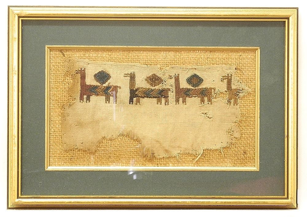 South American Inca Textile, 10" x 5 1/2".: South American Inca Textile, 10" x 5 1/2".