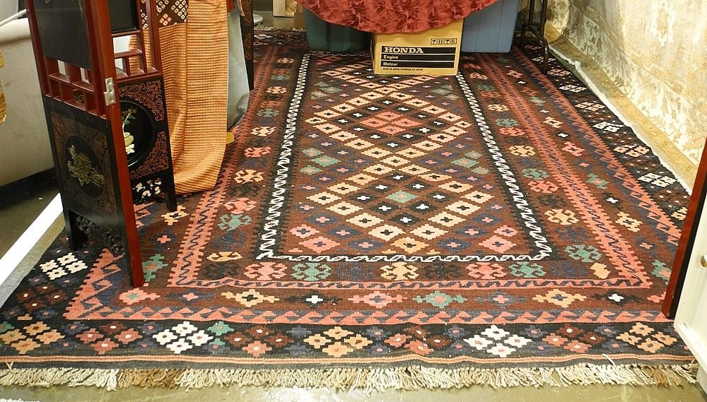 Turkish Kilim Approximately 12'3" x 7'7".: Turkish Kilim Approximately 12'3" x 7'7".