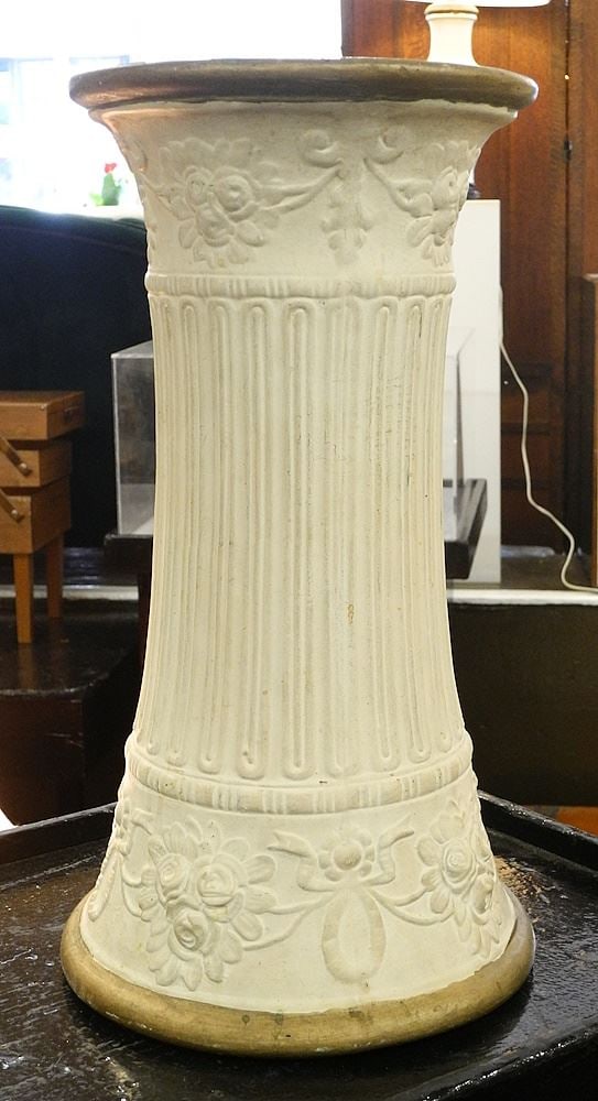 Weller Style Pottery Pedestal, 18"h.: Weller Style Pottery Pedestal, 18"h.