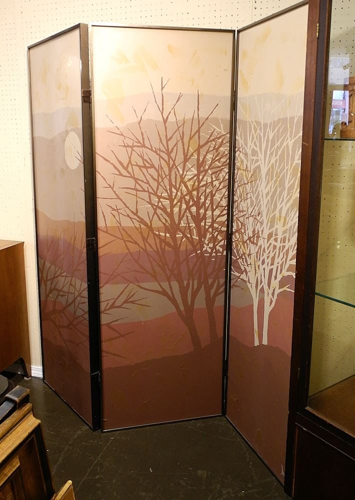 3 Panel Canvas Room Divider signed Dore. (1 of 3)