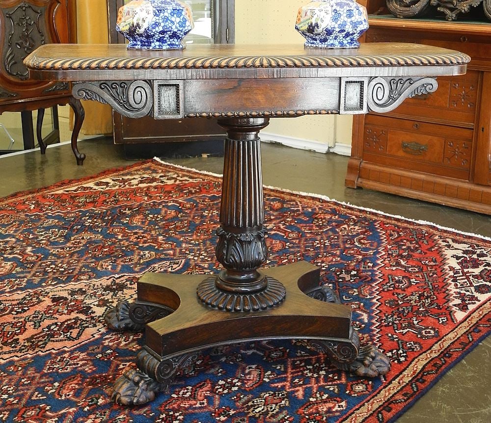 Regency Rosewood Paw Foot Games Table, 29 1/2"L. (1 of 6)