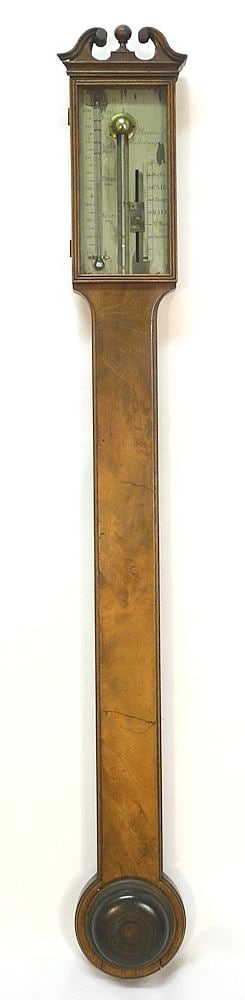 Barlong & Co. Edinburgh Mahogany Stick Barometer, 39 1/2"H. (1 of 3)
