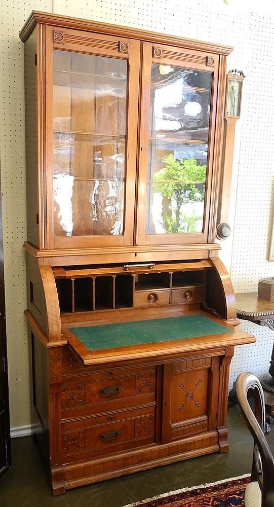19th C. Eastlake Walnut Cylinder Desk. (1 of 5)