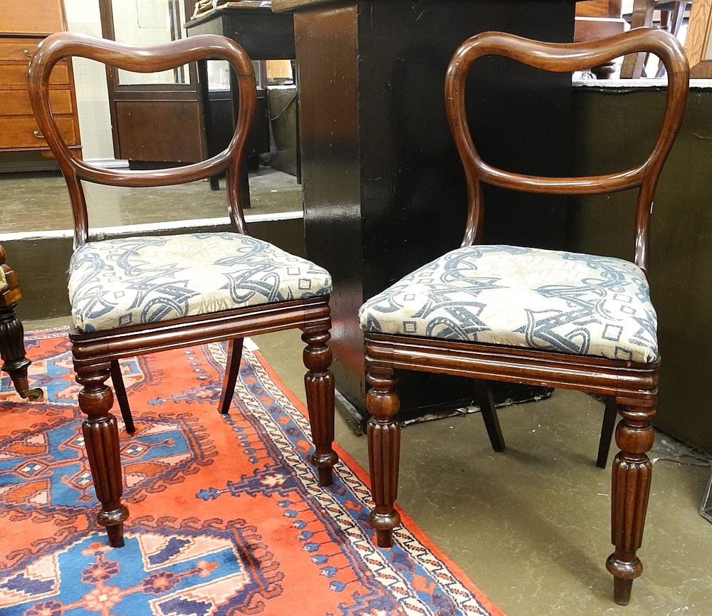 2 Victorian Mahogany Dining Chairs, 35"h.: 2 Victorian Mahogany Dining Chairs, 35"h.