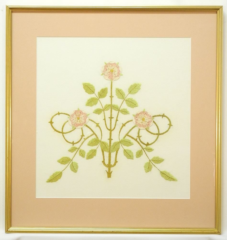 Tudor Rose Needlework Panel, 18" x 17 1/8".: Tudor Rose Needlework Panel, 18" x 17 1/8".