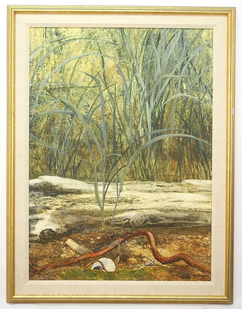 Egg Tempera on Board signed (Lorraine) Surcouf, 23 1/2 x 32 1/2" , "Grasses". (1 of 4)