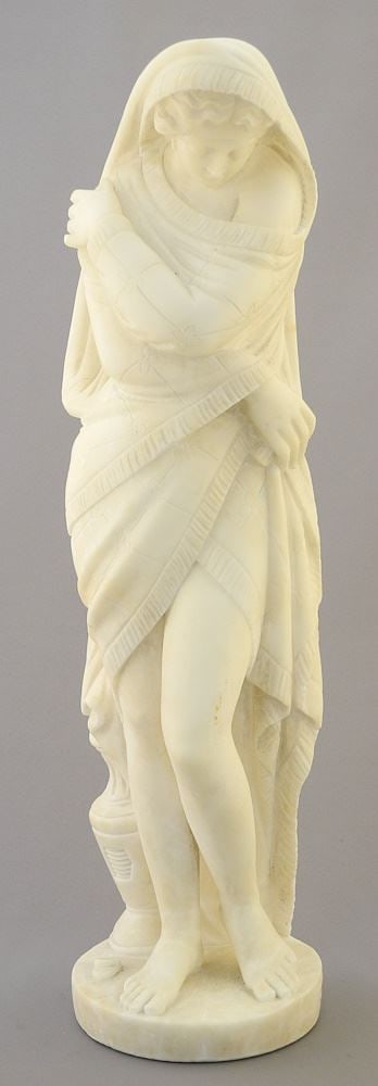 Alabaster Figure of an Enrobed Woman , 16 7/8"h.: Alabaster Figure of an Enrobed Woman , 16 7/8"h.