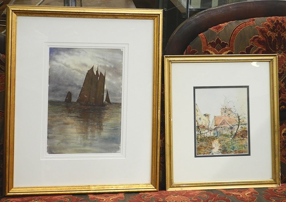 Watercolour signed A. (Arthur) H. Rowe, 10 7/8" x 7 1/2", "Sail Boats" W/A Reginald Tove W/C. (1 of 1)