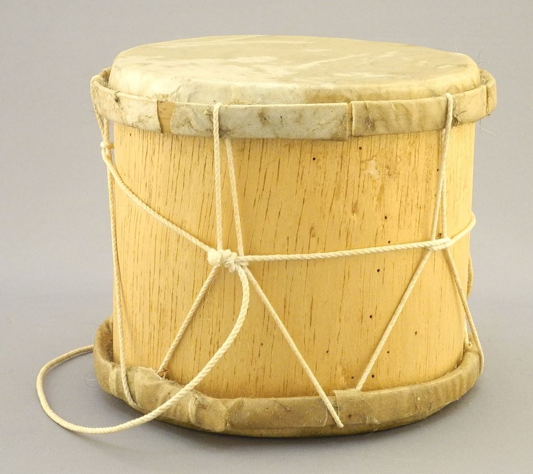 Small Hide Drum, 4 3/4"h.: Small Hide Drum, 4 3/4"h.