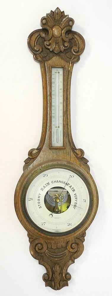 F. Jackson & Co. Ltd. Manchester Oak Wall Barometer (Model R2404), 34 1/2"H. (1 of 3)
