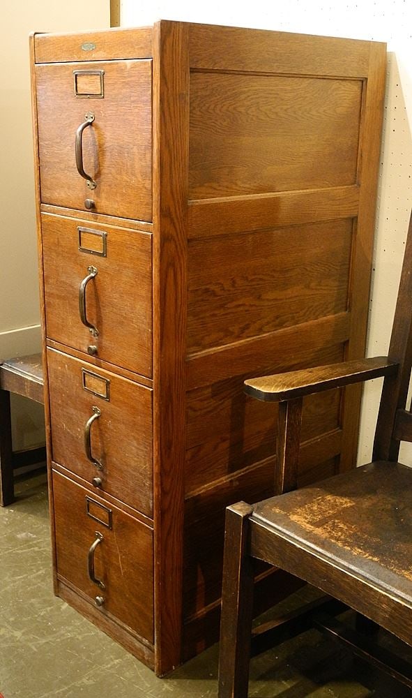 Oak 4 Drawer File Cabinet Retailed Toronto, 51 1/2"h. (1 of 4)