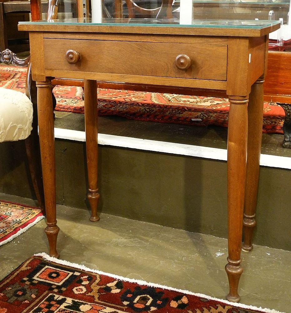 Walnut Single Drawer Side Table, 28 3/4"h. (1 of 3)
