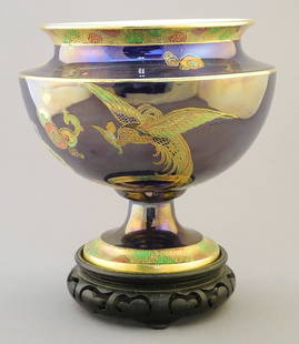 Carlton Ware Blue Lustre Bowl, 7" Diameter on Stand.: Carlton Ware Blue Lustre Bowl, 7" Diameter on Stand.