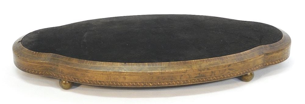 19th C. Clock Stand with Brass Ball Feet, 20 1/2" x 10 1/4". (1 of 3)