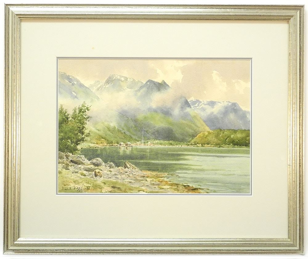 Watercolour signed Fred R. Fitzgerald, 10" x 14 1/8", "Lake's Edge". (1 of 3)
