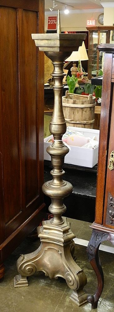 Large Brass "Pricket" Candlestick, 43"h. (1 of 1)