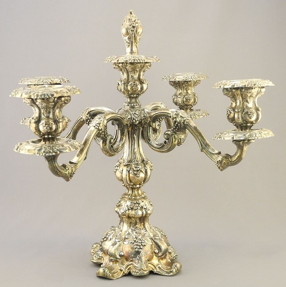 Apollo 5 Socket Silver Plated Candelabra, 12" x 12 1/2" x 12 1/2". (1 of 4)