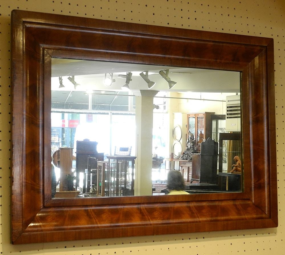 Biedermeier Style Mahogany Framed Mirror, 25" x 34 1/2". (1 of 2)