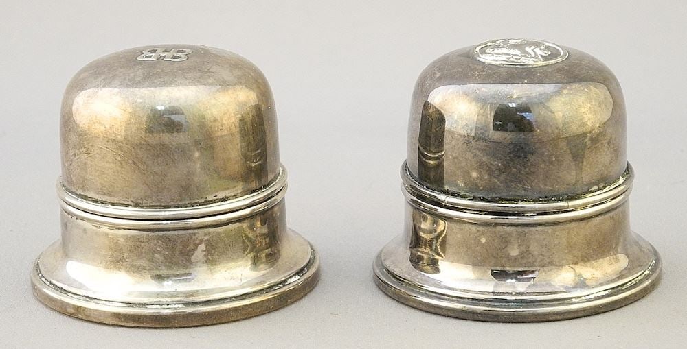 2 Birks Domed Ring Boxes: 1 Sterling (marked), 1 Regency Plate, 1 1/2"h. (1 of 3)