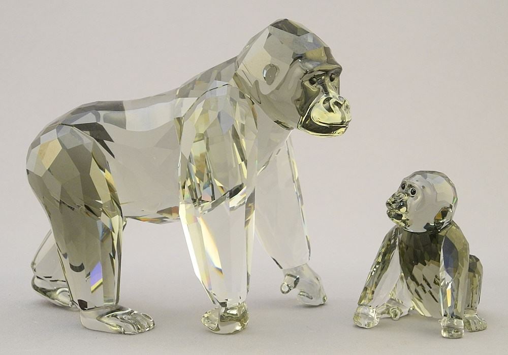 Swarovski Amber Tiger #1003148 (7"L) , Giraffe (#5302151, 5 1/4"h) & Gorilla & Baby, #952504, 4 (1 of 3)