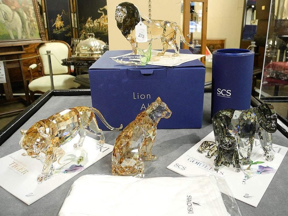 6 Swarovski Crystal Endangered Wildlife Figures & Display Item with Boxes. (1 of 1)