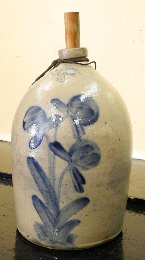 Hand Painted T.F. Squire - Stratford Large Stoneware Jug, 14"h (handle missing). (1 of 2)