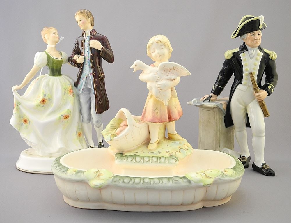3 Figurines: Royal Dux / Royal Doulton, 8 1/8" - 9 3/4"h. (1 of 5)