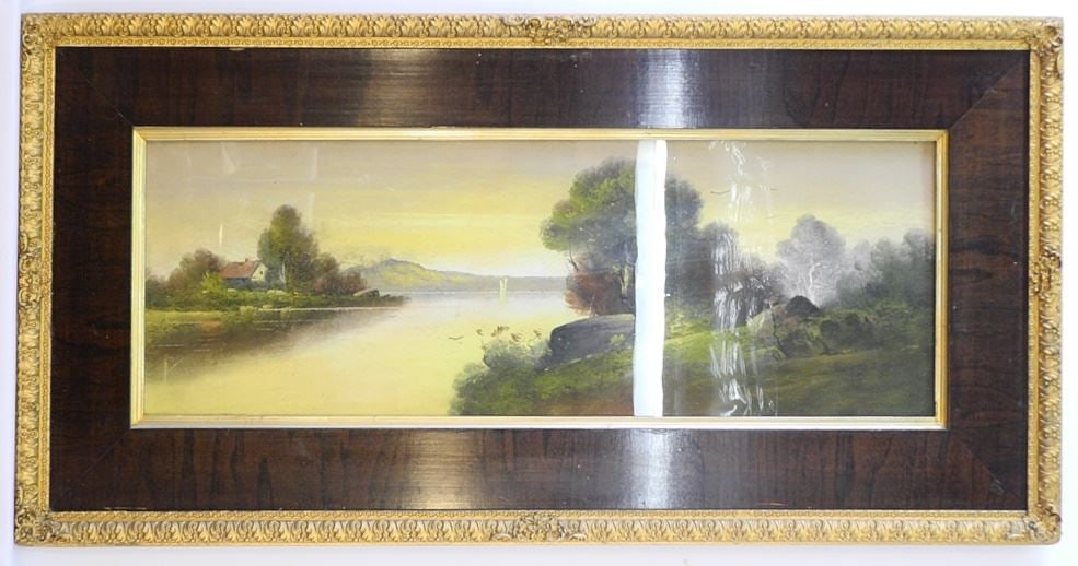 Manner of Chandler Pastel on Paper, 9 1/2" x 27 1/2", "Old River Passage". (1 of 1)