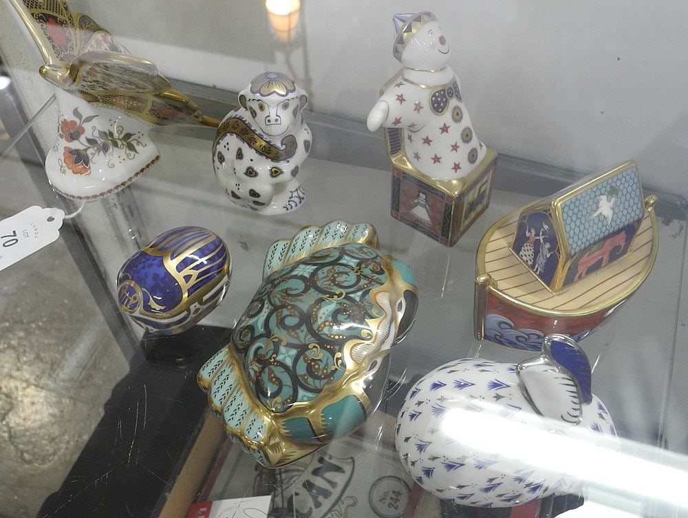 7 Royal Crown Derby Imari Paper Weights: Snowman, Ark, Butterfly etc (1 of 1)