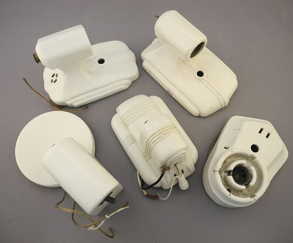 5 Vintage Porcelain Wall Sconces, 6 1/4" - 7 1/8"h. - (1 of 1)