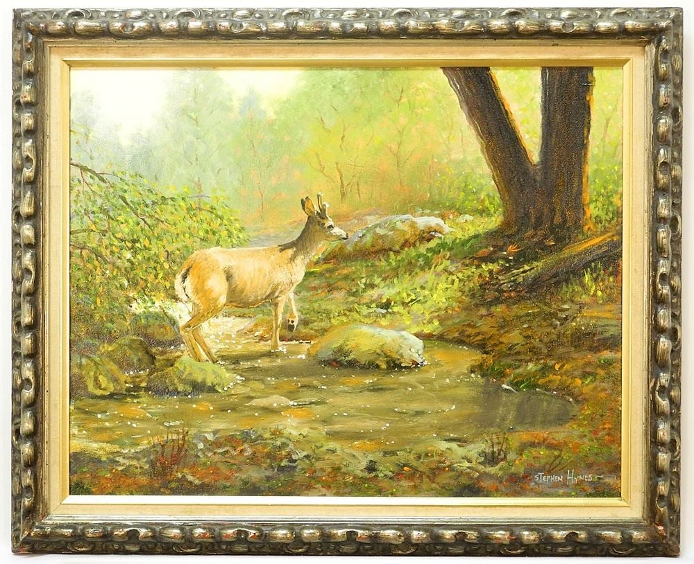 Oil on Canvas signed Stephen Hynes, 16" x 20", "Bowen Park".: Oil on Canvas signed Stephen Hynes, 16" x 20", "Bowen Park".