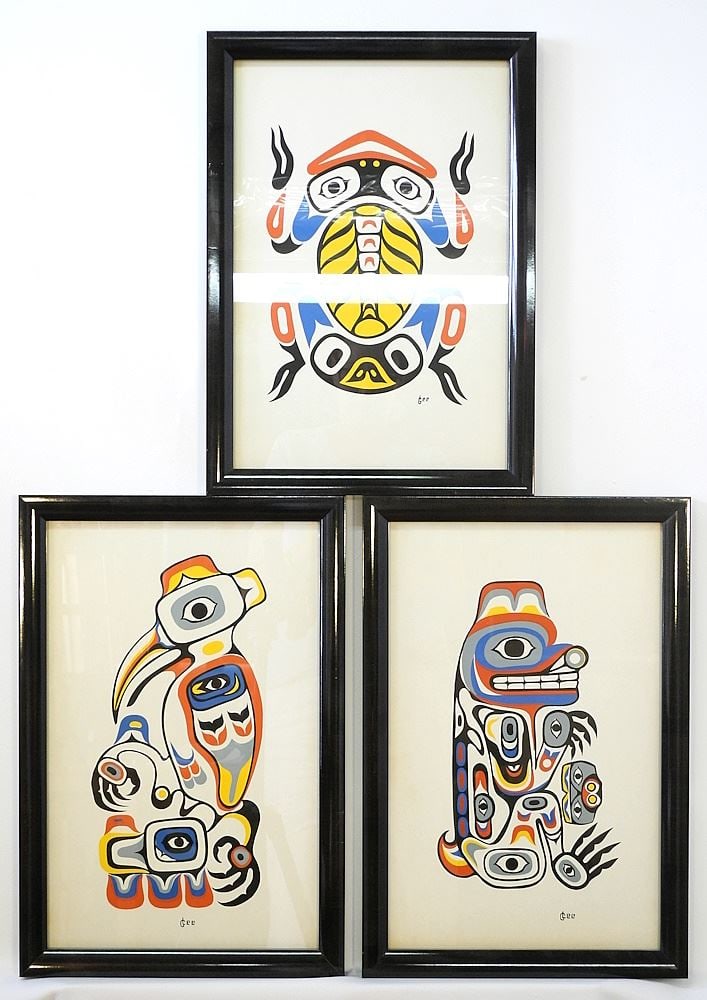 3 Serigraphs signed G. Lee, 16 1/2" x 10 1/2", "Bear, Raven, Frog". (1 of 1)