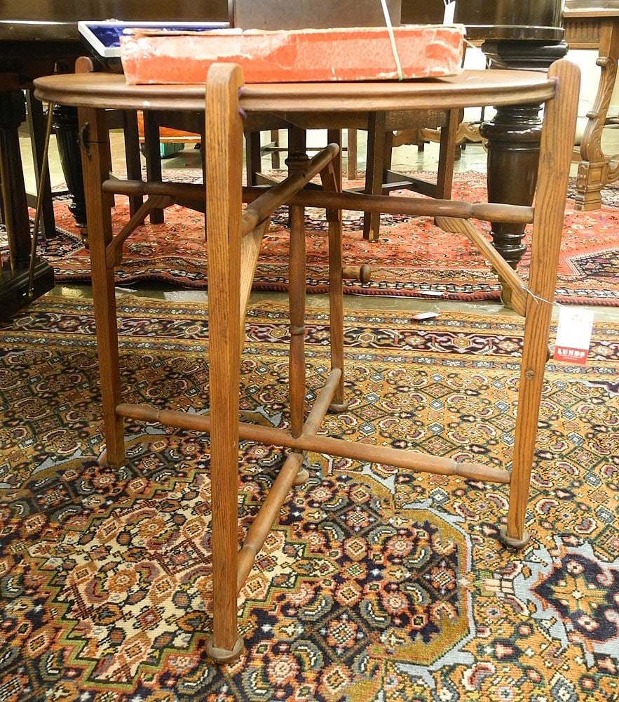 Walnut Folding Table, 24 3/4" Diameter. (1 of 2)