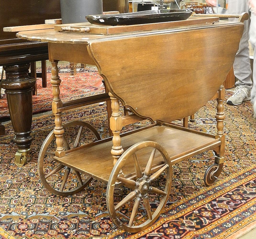 Walnut Tea Trolley, 28 3/4"h. (1 of 2)