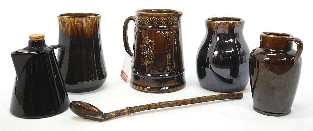 Collection of Canadian Stoneware Vessels & Spoon, 5 1/2" - 7 1/4". (1 of 3)