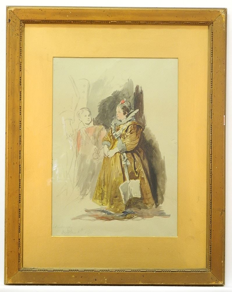 Watercolour Attributed to Sir John Gilbert RA, 12 1/2" x 9", "Edinburgh October 6th 184 (1 of 4)