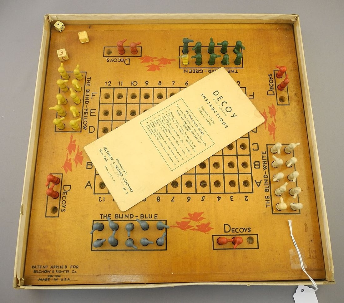 Selchow & Righter Co. New York "Decoys" Board Game, 15" x 15" (as found). (1 of 2)