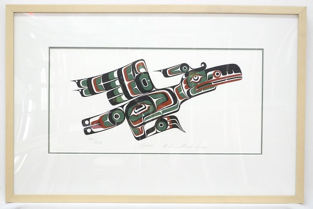 Kwagiulth Serigraph signed William Wasden Jr., 8 1/8" x 16 5/8", "Raven" #199/299. (1 of 3)