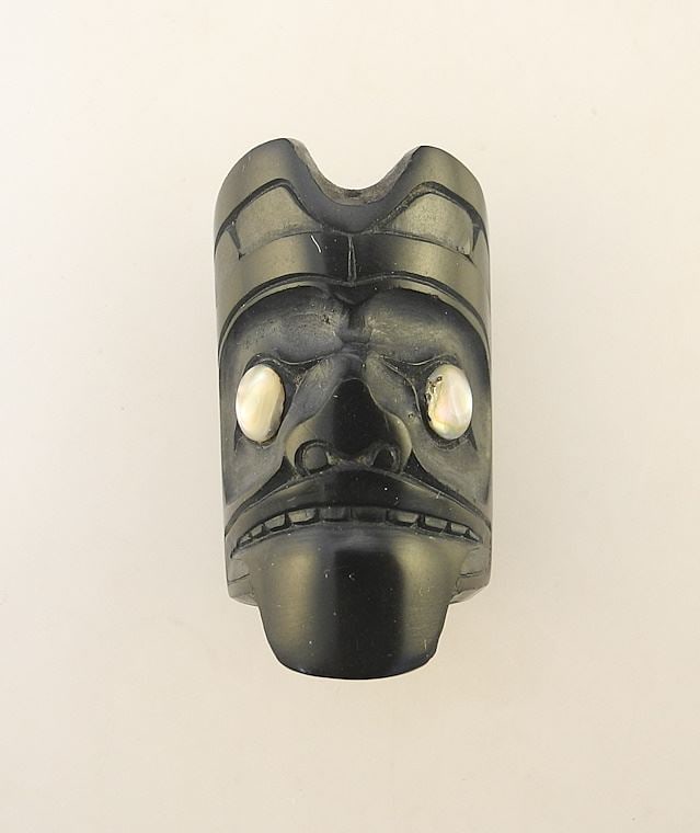 Argillite Miniature Mask signed Carl Thompson'89, "Black Bear". (1 of 3)