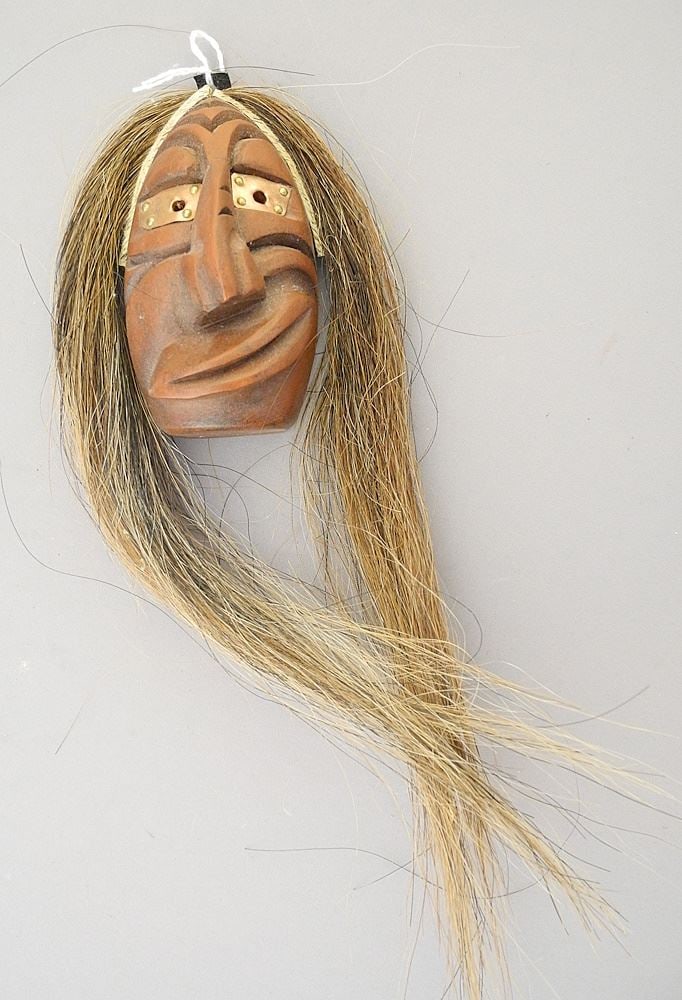 Miniature Iroquois "Broken Nose" Mask signed J. Thomas, 3 3/4"h. (1 of 2)