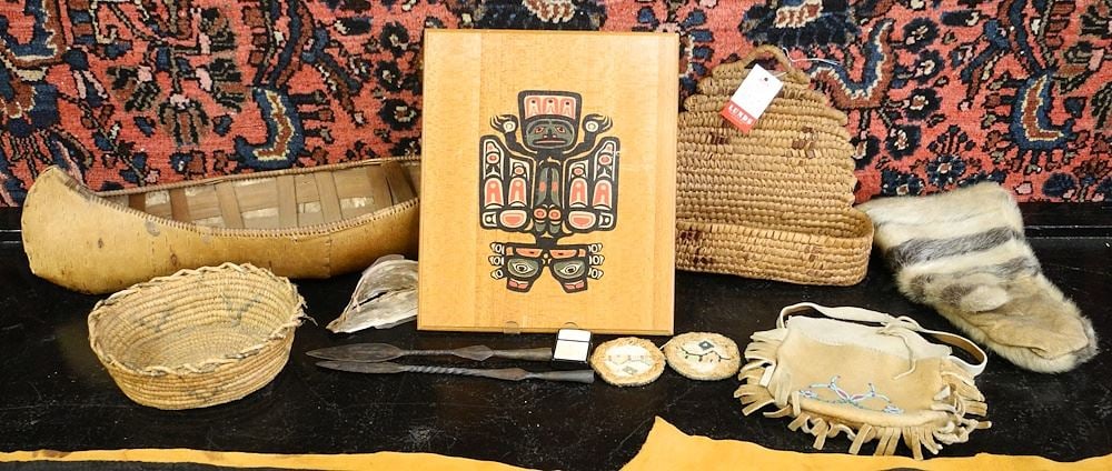 Collection of Northwest Coast / Plains / Inuit / Eastern Items (canoe bow noted). (1 of 3)