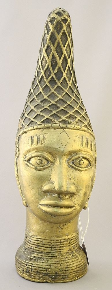 Benin Bronze Head, 15 1/2"h. (1 of 3)