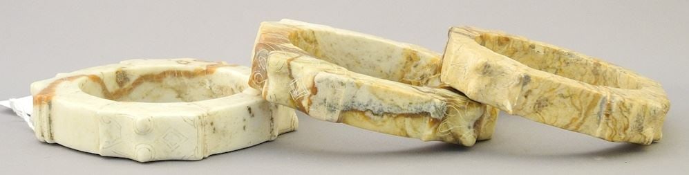 3 Archaic Style Hardstone Bangle, 4" Diameter.: 3 Archaic Style Hardstone Bangle, 4" Diameter.